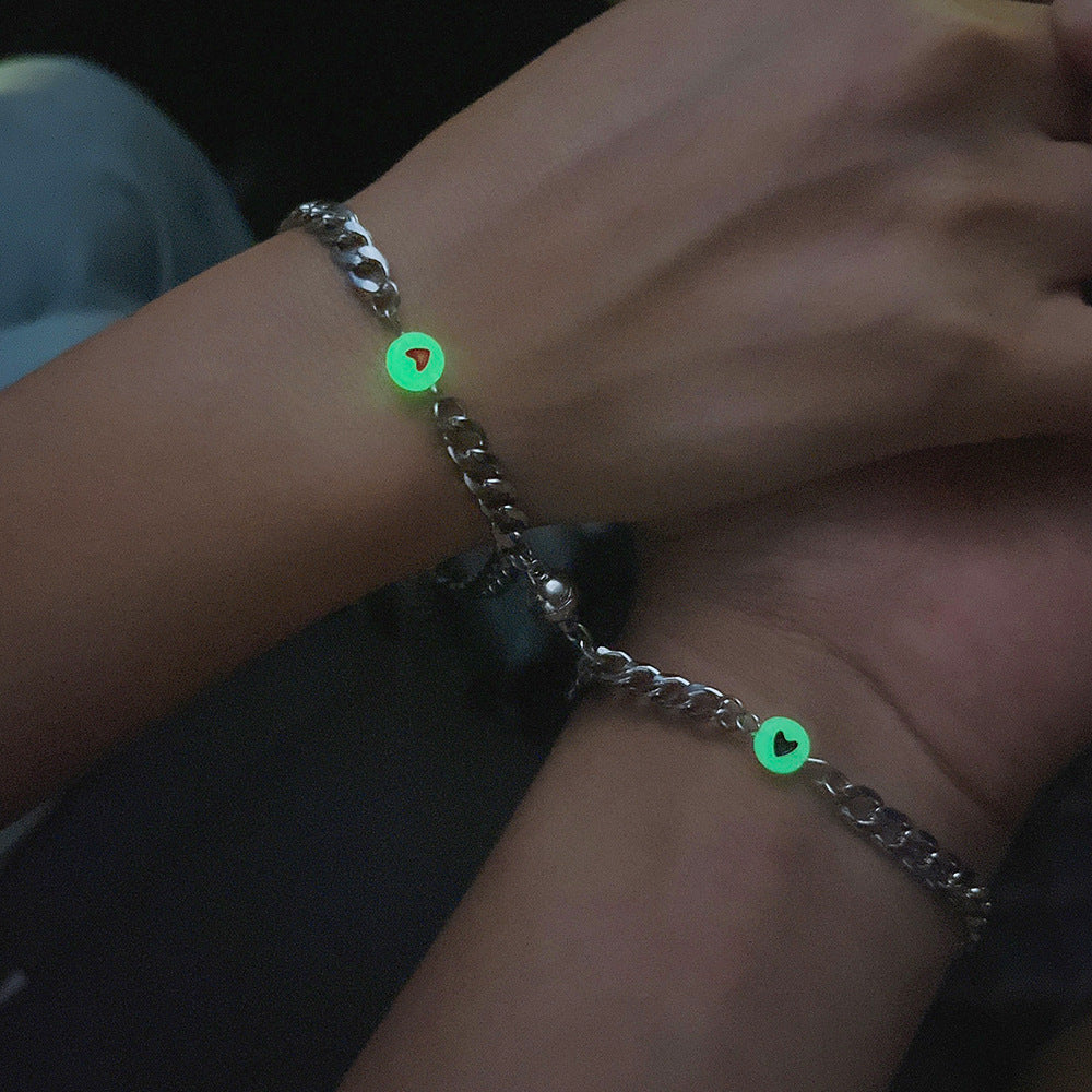 Glow in Dark Magnetic Couple Bracelets Set